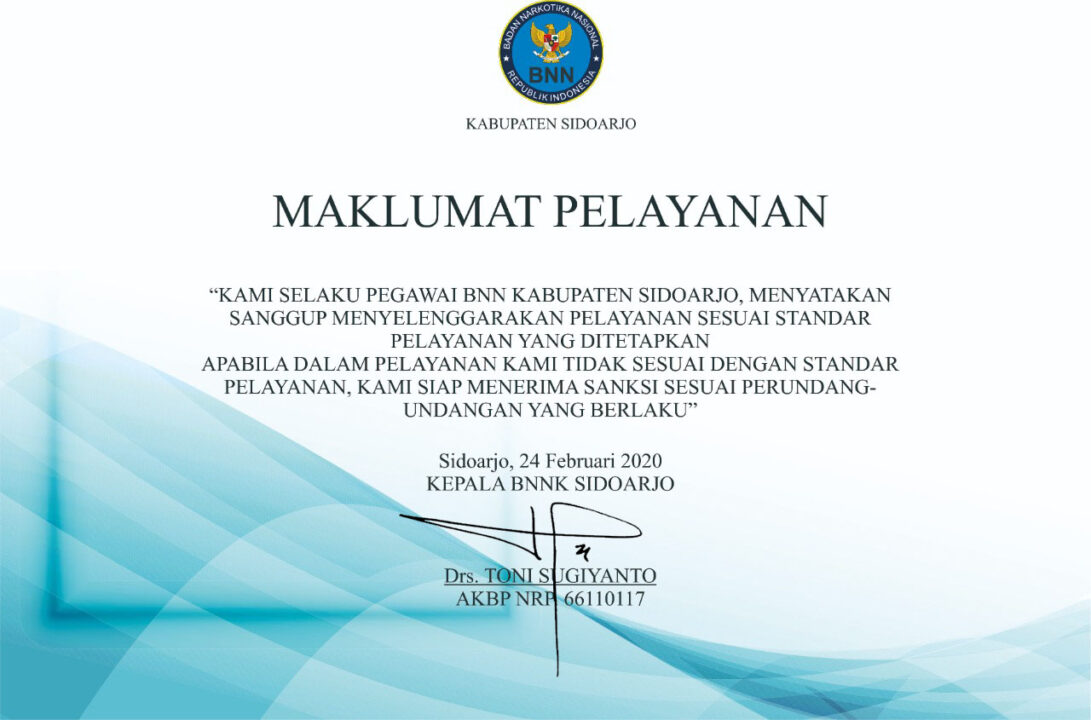 Maklumat Pelayanan BNNK Sidoarjo