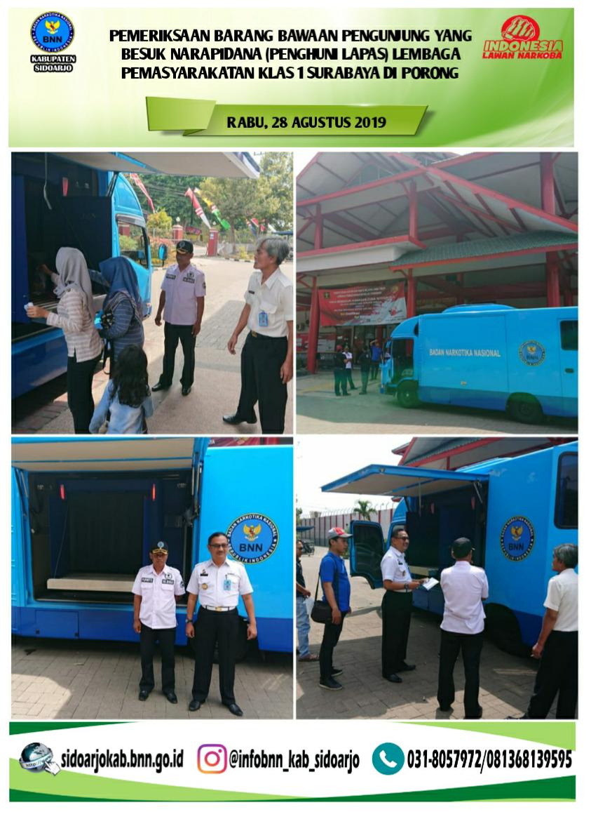 PEMERIKSAAN BARANG BAWAAN PENGUNJUNG YANG BESUK NARAPIDANA (PENGHUNI LAPAS) LEMBAGA PEMASYARAKATAN KLAS 1 SURABAYA DI PORONG