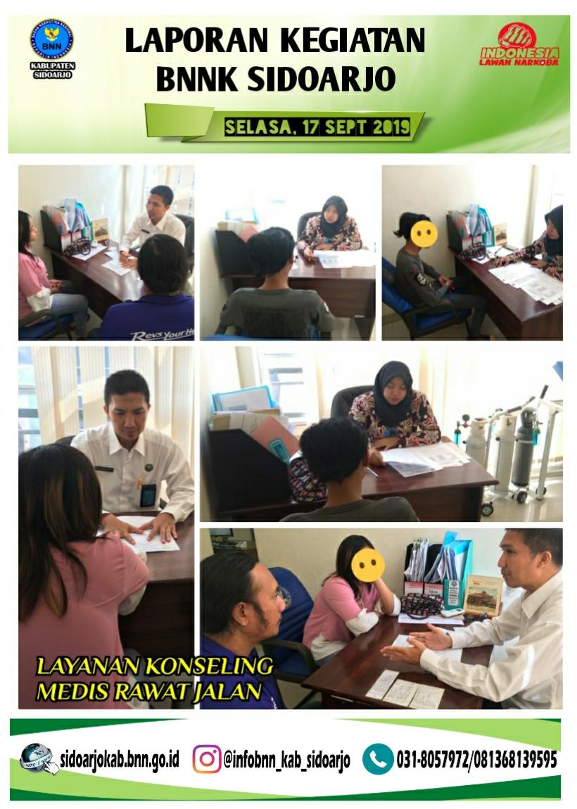LAYANAN KONSELING MEDIS RAWAT JALAN DI KLINIK PRATAMA BNNK SIDOARJO LAYANAN KONSELING MEDIS RAWAT JALAN DI KLINIK PRATAMA BNNK SIDOARJO