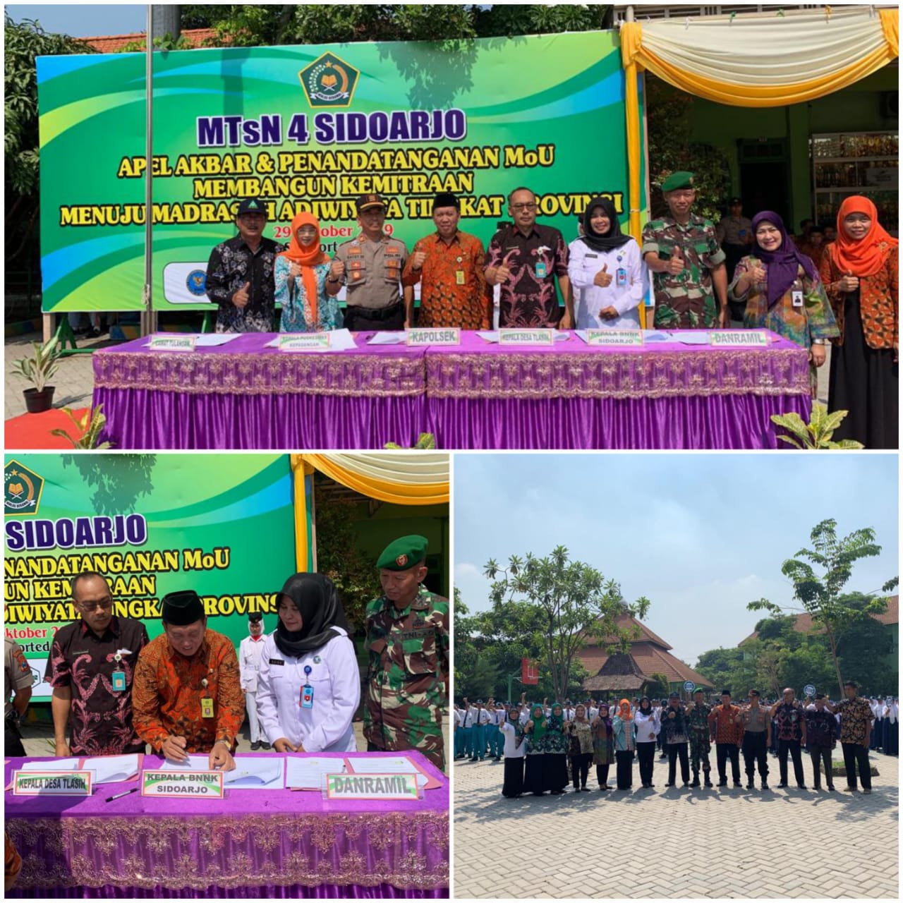 APEL AKBAR DAN PENANDATANGANAN MOU MEMBANGUN KEMITRAAN MENUJU MADRASAH ADIWIYATA TINGKAT PROVINSI DI MTsN 4 SIDOARJO, KEC. TULANGAN KABUPATEN SIDOARJO APEL AKBAR DAN PENANDATANGANAN MOU MEMBANGUN KEMITRAAN MENUJU MADRASAH ADIWIYATA TINGKAT PROVINSI DI MTsN 4 SIDOARJO, KEC. TULANGAN KABUPATEN SIDOARJO
