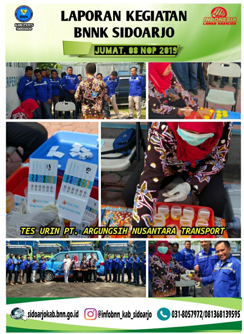 PT. ARGUNGSIH NUSANTARA TRANSPORT MELAKSANAKAN TES URINE KEPADA KARYAWANNYA PT. ARGUNGSIH NUSANTARA TRANSPORT MELAKSANAKAN TES URINE KEPADA KARYAWANNYA
