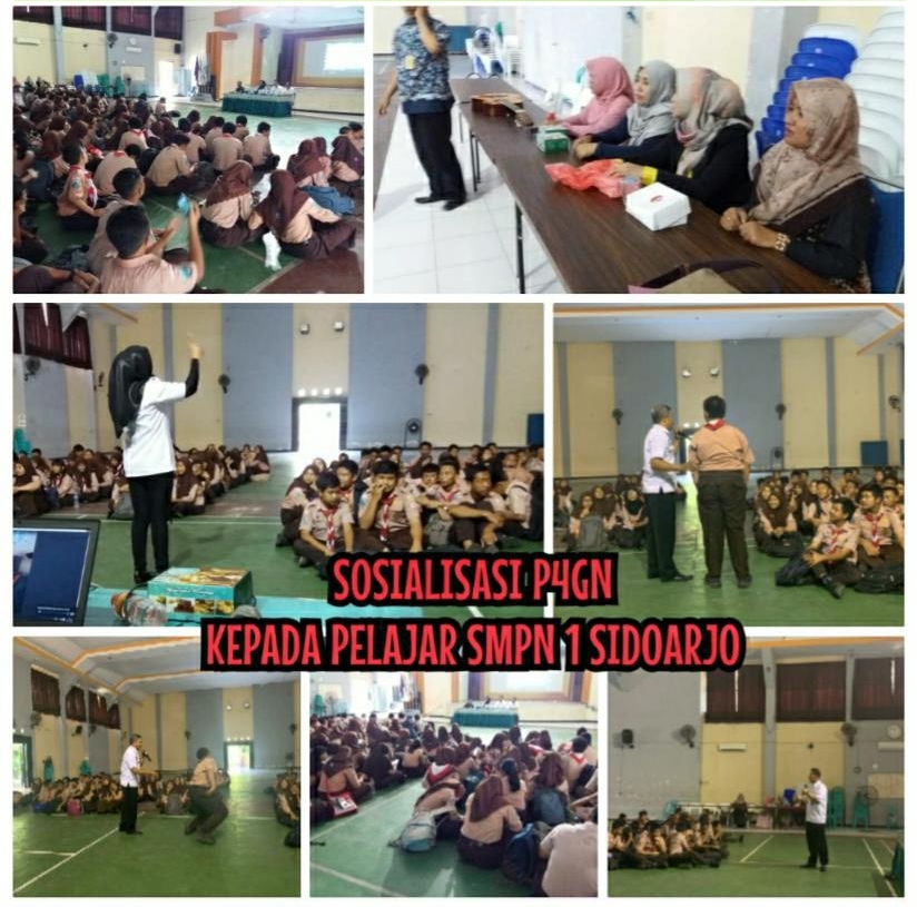 DISEMINASI INFORMASI P4GN MELALUI TATAP MUKA KEPADA PELAJAR SMPN 1 SIDOARJO KAB. SIDOARJO DISEMINASI INFORMASI P4GN MELALUI TATAP MUKA KEPADA PELAJAR SMPN 1 SIDOARJO KAB. SIDOARJO