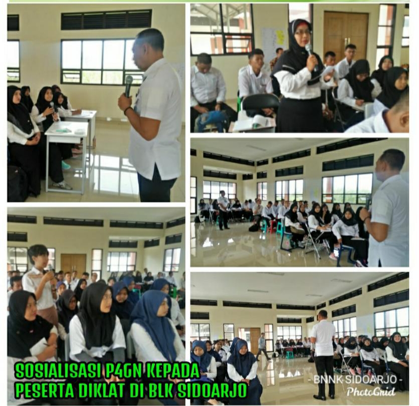 DISEMINASI INFORMASI P4GN KEPADA PESERTA PELATIHAN DI BALAI LATIHAN KERJA SIDOARJO DISEMINASI INFORMASI P4GN KEPADA PESERTA PELATIHAN DI BALAI LATIHAN KERJA SIDOARJO