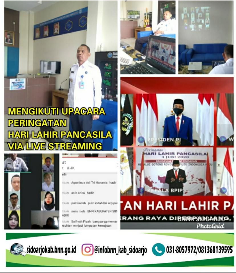 APEL ONLINE DAN MENGIKUTI UPACARA PERINGATAN HARI LAHIR PANCASILA OLEH SELURUH PEGAWAI VIA LIVE STREAMING APEL ONLINE DAN MENGIKUTI UPACARA PERINGATAN HARI LAHIR PANCASILA OLEH SELURUH PEGAWAI VIA LIVE STREAMING